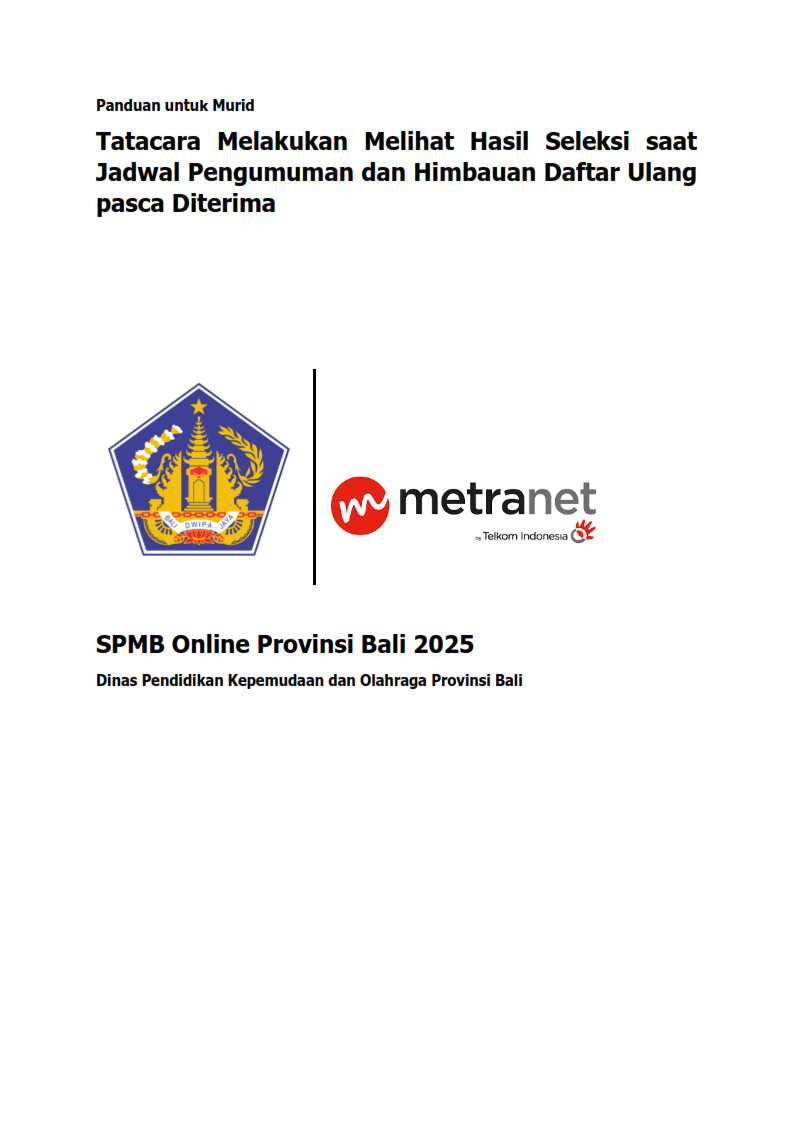 Tata Cara Melihat Hasil Seleksi SPMB Online Provinsi Bali 2025